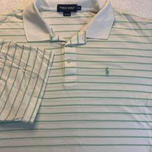 Ralph Lauren Polo Golf Short Sleeve‎ Shirt XXL Green White Striped